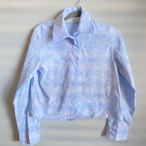 OFF-WHITE FLUORESCENT CROP BUTTON DOWN